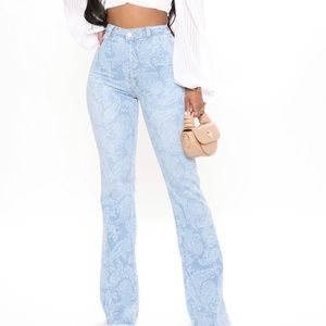 Valentina Paisley High Rise Flare Jeans - Light